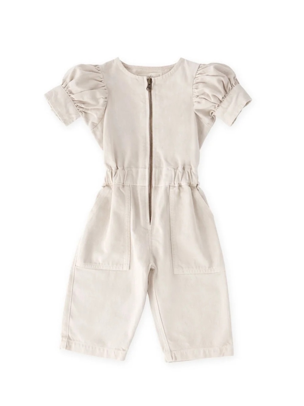 Pehr Vintage Twill Toddler Puff Sleeve Jumpsuit - Natural